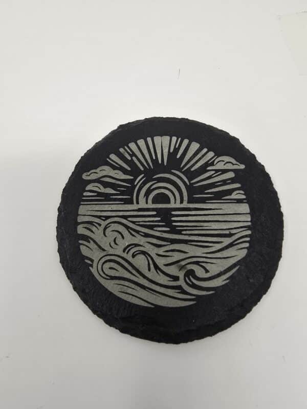 Laser Engraved Slate Coasters – Beach Sunset Collection - Image 3